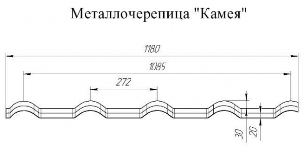 Металлочерепица Grand Line Kamea GreenCoat Pural 0,5